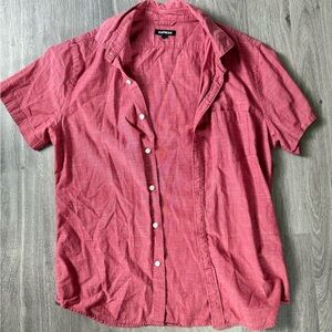 Express Men's Casual Red Button Down Shirt
